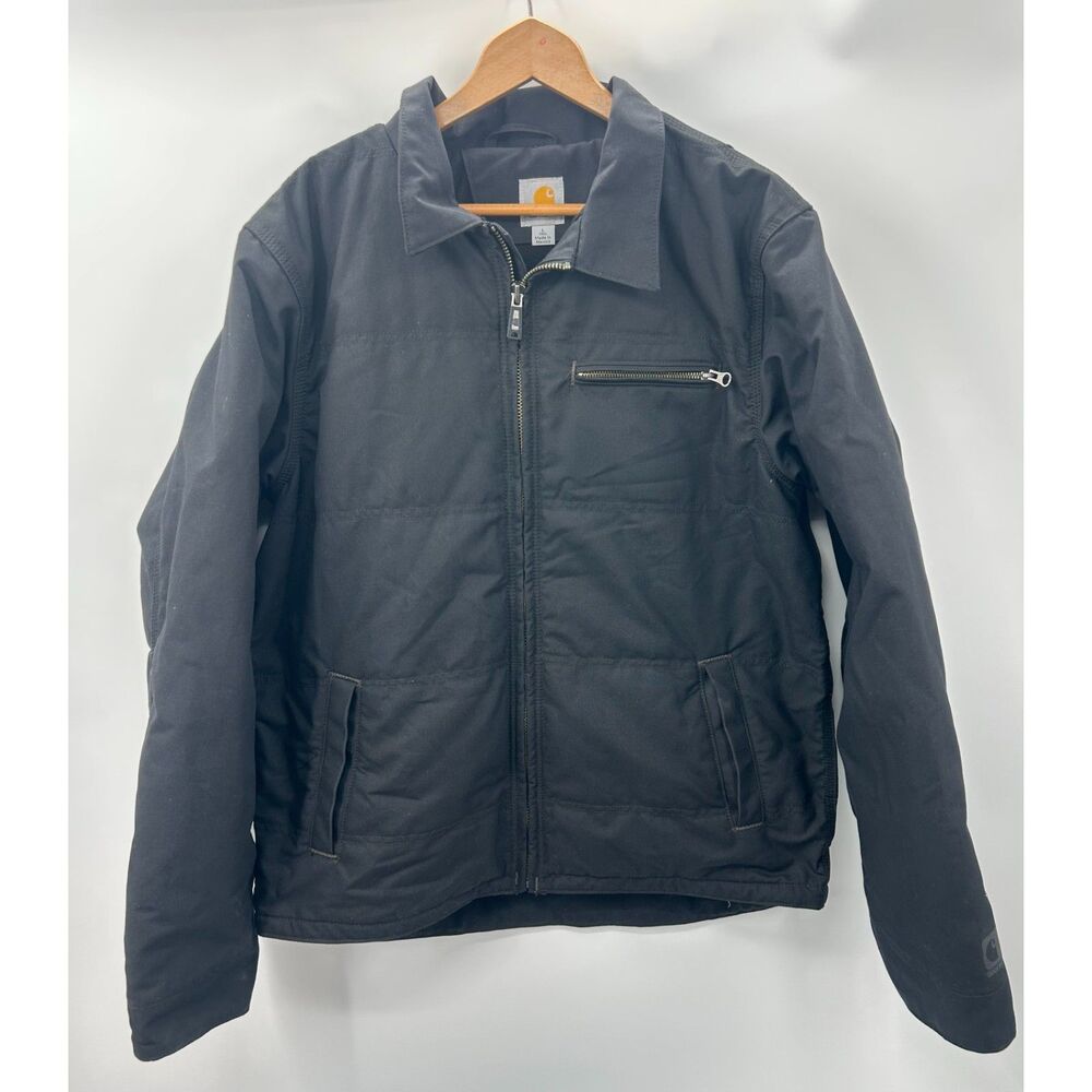 Carhartt Jacket Men Large Tall Black Livingston Quick Duck Fleece Lined Full Zip